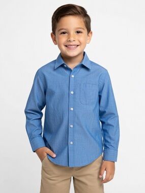 Boys' Long-Sleeve Button-Up Shirt - Blue